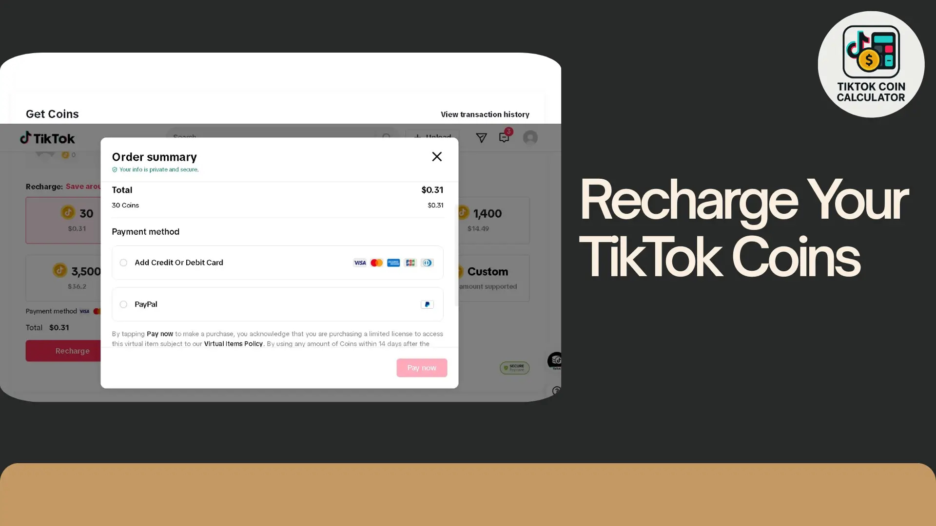 Recharge Tiktok Coins