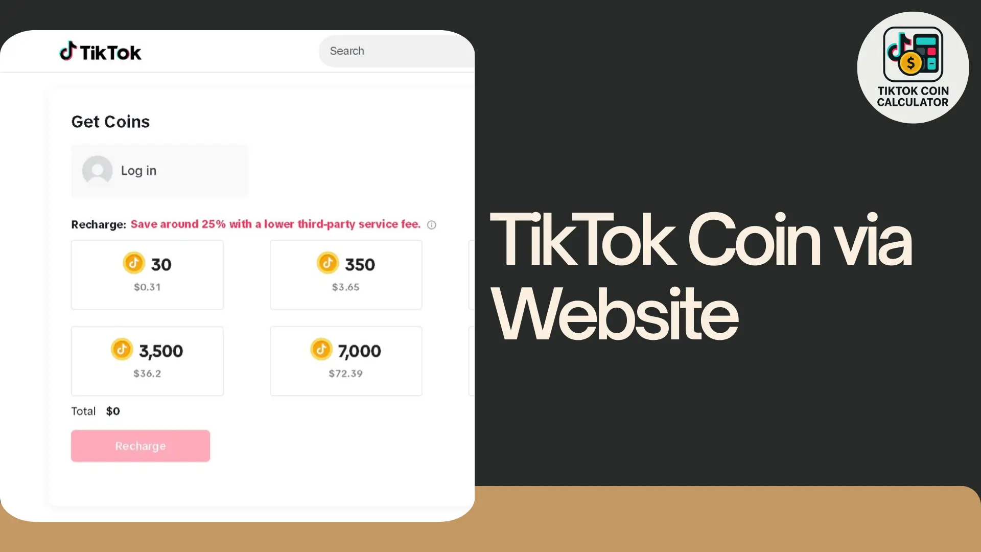 TikTok Coin via Website